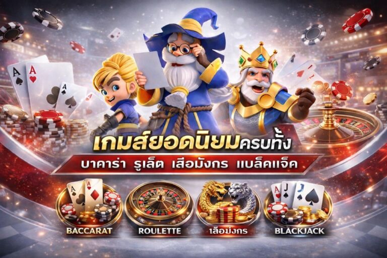 เกมส์ยอดนิยมครบทั้งบาคาร่า รูเล็ต เสือมังกร แบล็คเจ็ค